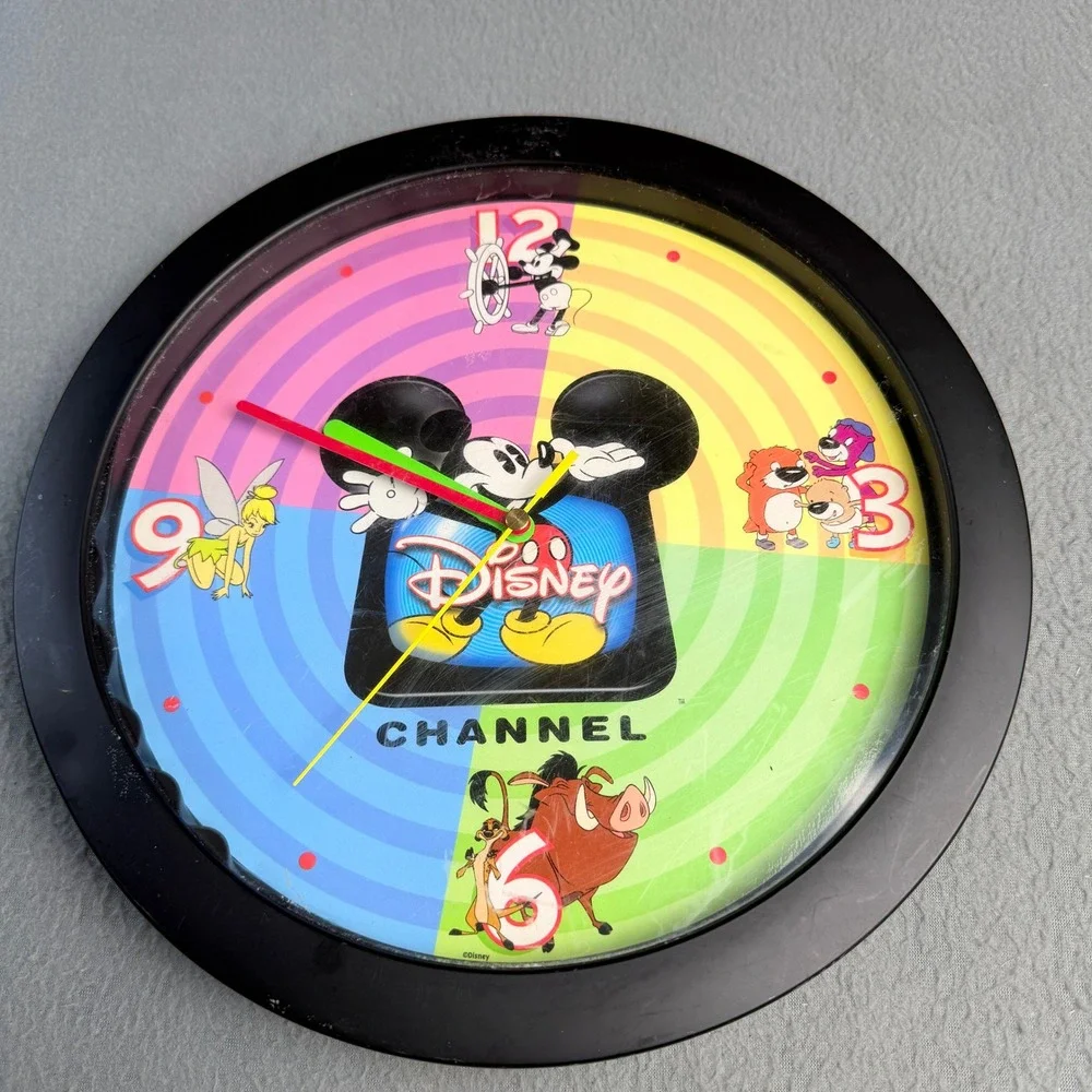 Disney Channel Vintage Wall Clock Mickey Mouse PB&J Otter Tinker Bell 10.5 Inch